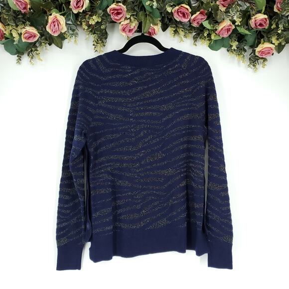 Stella & Dot Navy Zebra Side Button Sweater Small NWT - Picture 2 of 9